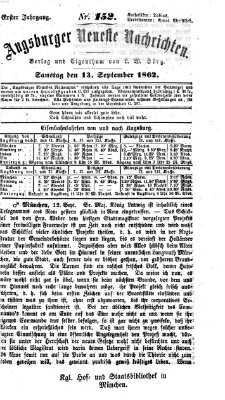 Augsburger neueste Nachrichten Samstag 13. September 1862