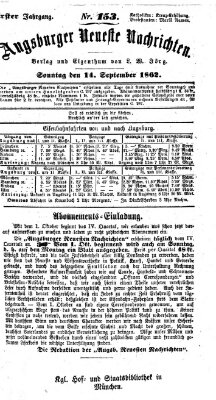 Augsburger neueste Nachrichten Sonntag 14. September 1862