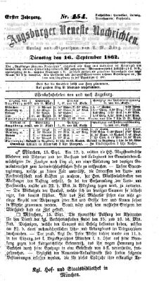 Augsburger neueste Nachrichten Dienstag 16. September 1862