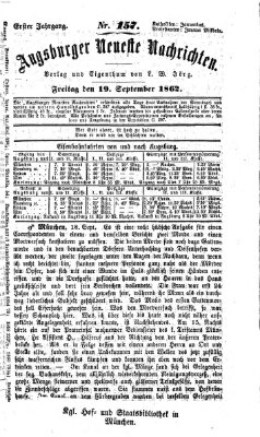 Augsburger neueste Nachrichten Freitag 19. September 1862