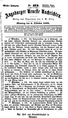 Augsburger neueste Nachrichten Montag 6. Oktober 1862