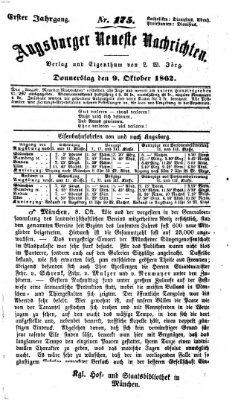 Augsburger neueste Nachrichten Donnerstag 9. Oktober 1862