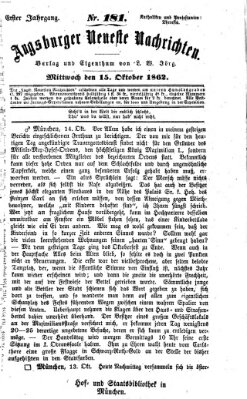 Augsburger neueste Nachrichten Mittwoch 15. Oktober 1862