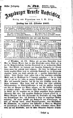 Augsburger neueste Nachrichten Freitag 17. Oktober 1862