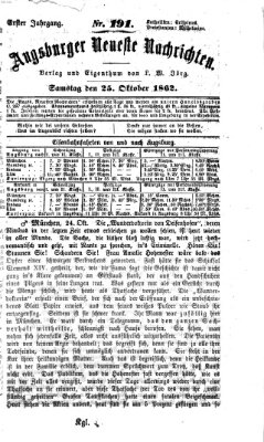 Augsburger neueste Nachrichten Samstag 25. Oktober 1862