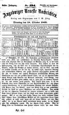 Augsburger neueste Nachrichten Dienstag 28. Oktober 1862