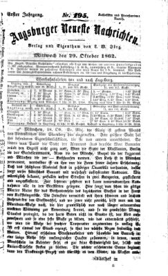 Augsburger neueste Nachrichten Mittwoch 29. Oktober 1862