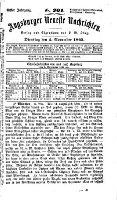 Augsburger neueste Nachrichten Dienstag 4. November 1862