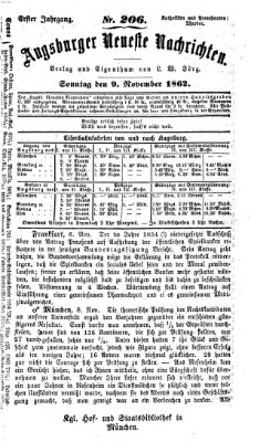 Augsburger neueste Nachrichten Sonntag 9. November 1862