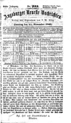 Augsburger neueste Nachrichten Samstag 15. November 1862