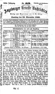 Augsburger neueste Nachrichten Samstag 22. November 1862