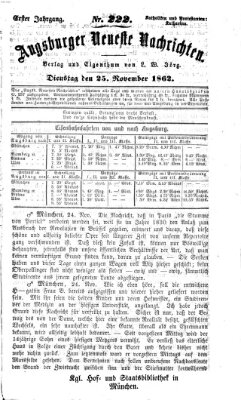 Augsburger neueste Nachrichten Dienstag 25. November 1862