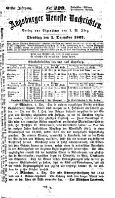 Augsburger neueste Nachrichten Dienstag 2. Dezember 1862