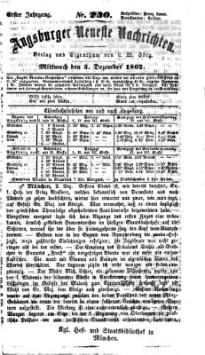 Augsburger neueste Nachrichten Mittwoch 3. Dezember 1862