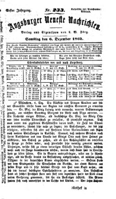 Augsburger neueste Nachrichten Samstag 6. Dezember 1862