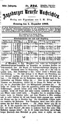 Augsburger neueste Nachrichten Sonntag 7. Dezember 1862