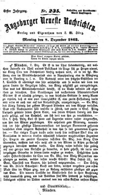 Augsburger neueste Nachrichten Montag 8. Dezember 1862