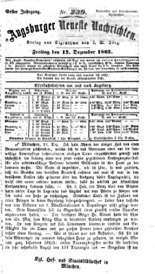 Augsburger neueste Nachrichten Freitag 12. Dezember 1862