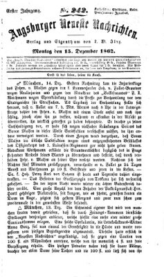 Augsburger neueste Nachrichten Montag 15. Dezember 1862