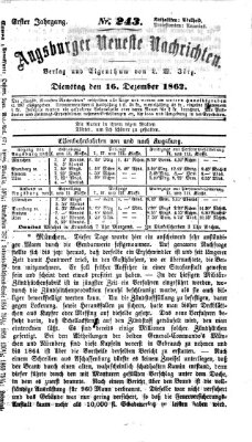 Augsburger neueste Nachrichten Dienstag 16. Dezember 1862