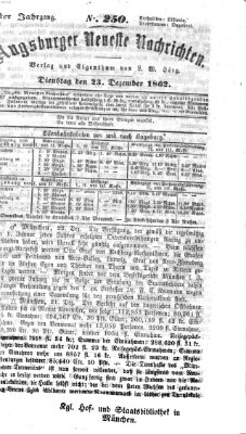 Augsburger neueste Nachrichten Dienstag 23. Dezember 1862