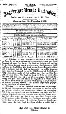 Augsburger neueste Nachrichten Sonntag 28. Dezember 1862