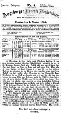 Augsburger neueste Nachrichten Sonntag 4. Januar 1863