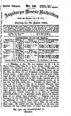 Augsburger neueste Nachrichten Samstag 10. Januar 1863