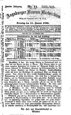 Augsburger neueste Nachrichten Sonntag 11. Januar 1863