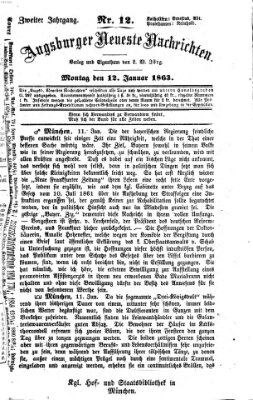 Augsburger neueste Nachrichten Montag 12. Januar 1863