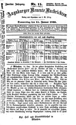 Augsburger neueste Nachrichten Donnerstag 15. Januar 1863