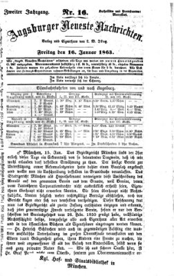 Augsburger neueste Nachrichten Freitag 16. Januar 1863