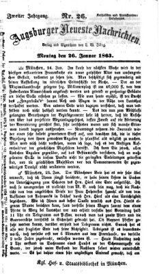 Augsburger neueste Nachrichten Montag 26. Januar 1863