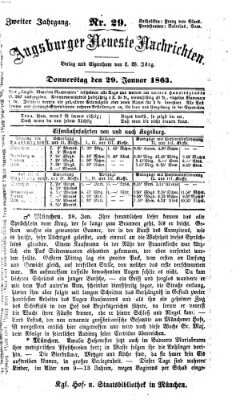 Augsburger neueste Nachrichten Donnerstag 29. Januar 1863