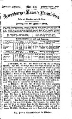 Augsburger neueste Nachrichten Freitag 30. Januar 1863