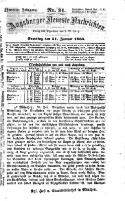 Augsburger neueste Nachrichten Samstag 31. Januar 1863