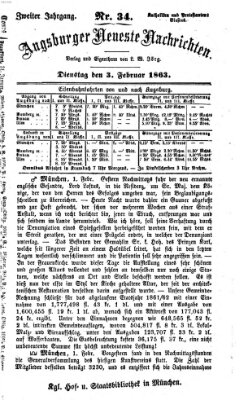 Augsburger neueste Nachrichten Dienstag 3. Februar 1863