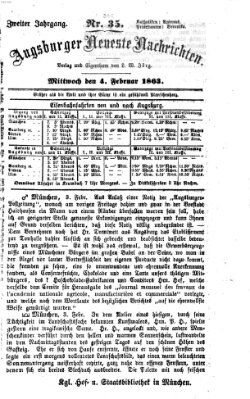 Augsburger neueste Nachrichten Mittwoch 4. Februar 1863