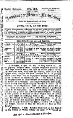 Augsburger neueste Nachrichten Freitag 6. Februar 1863