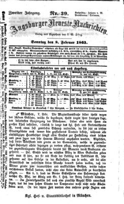 Augsburger neueste Nachrichten Sonntag 8. Februar 1863