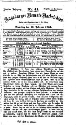 Augsburger neueste Nachrichten Dienstag 10. Februar 1863