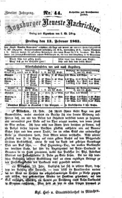 Augsburger neueste Nachrichten Freitag 13. Februar 1863