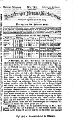 Augsburger neueste Nachrichten Freitag 20. Februar 1863