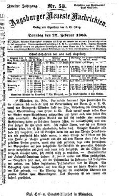 Augsburger neueste Nachrichten Sonntag 22. Februar 1863