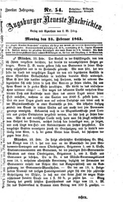 Augsburger neueste Nachrichten Montag 23. Februar 1863