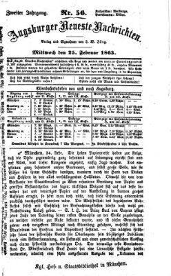 Augsburger neueste Nachrichten Mittwoch 25. Februar 1863