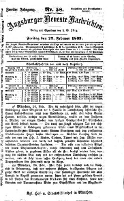 Augsburger neueste Nachrichten Freitag 27. Februar 1863