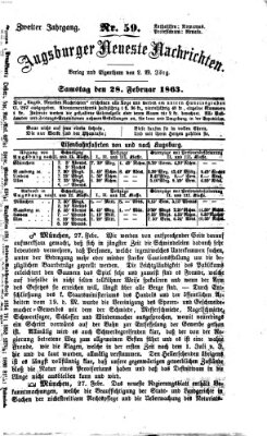 Augsburger neueste Nachrichten Samstag 28. Februar 1863