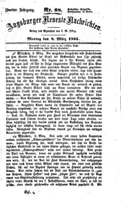 Augsburger neueste Nachrichten Montag 9. März 1863