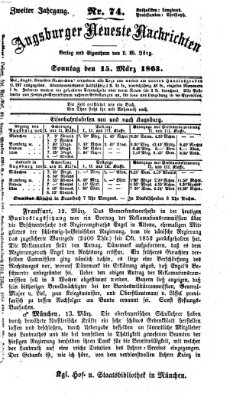 Augsburger neueste Nachrichten Sonntag 15. März 1863